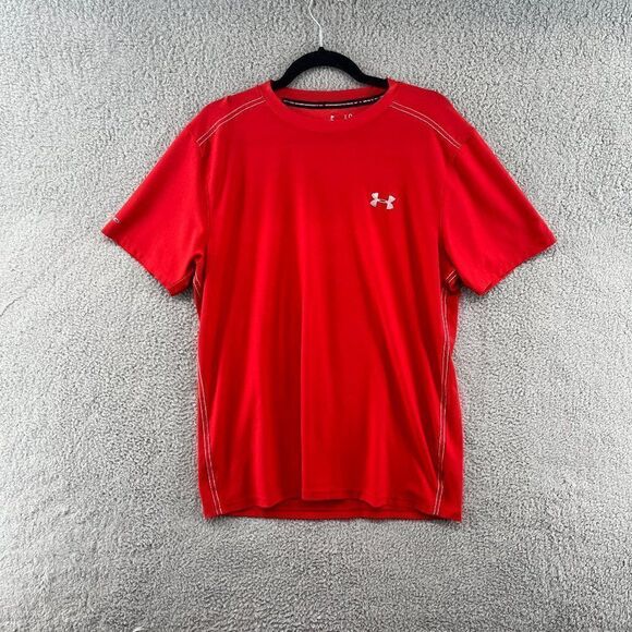 Under Armour Coldblack Heatgear Baselayer Shirt short sleeve Men’s Large Red - Picture 1 of 12
